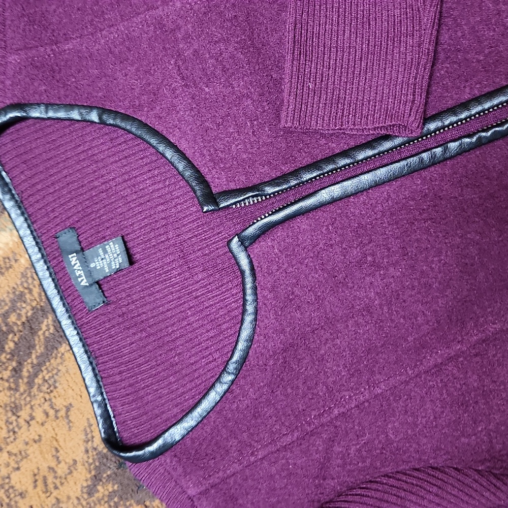 Alfani Purple Cardigan with Black Trim - Picture 3 of 8